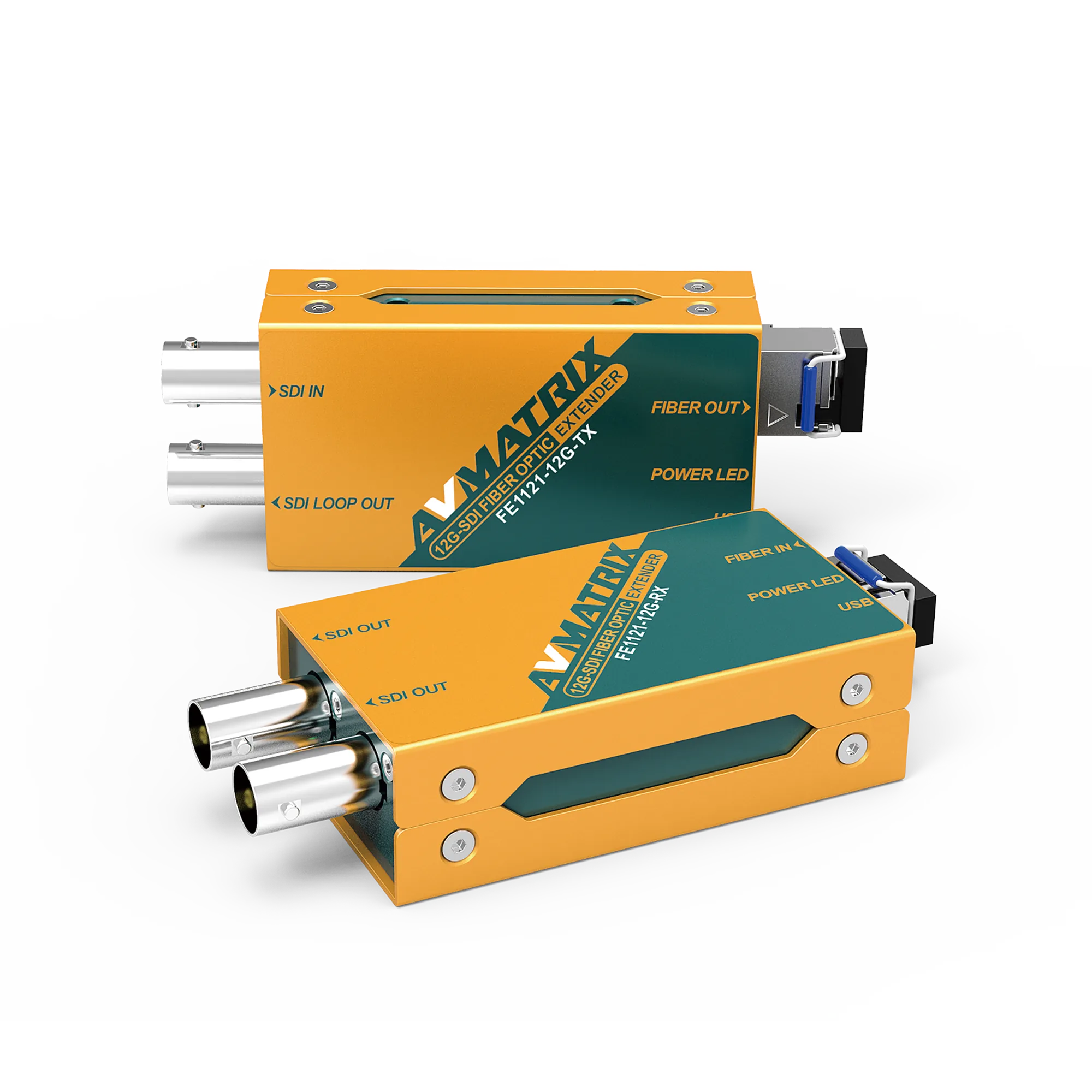 AVMATRIX FE1121-12G, 10Km. 12G-SDI Fiber Optic Extender & SFP/LC Fiber transmitter/receiver, sdi extender, fiber extender, fiber transmitter, fiber receiver,