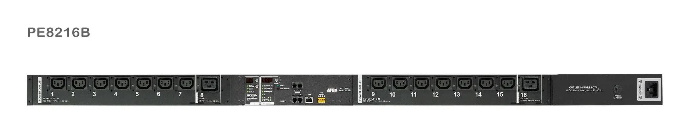 ATEN PE8216G Eco PDU 16 Outlet 0U Rack with Proactive Overload (C13x14, C19x2) Power Distribution Unit ระบบ ปิด-เปิด ไฟฟ้าอัจฉริยะ