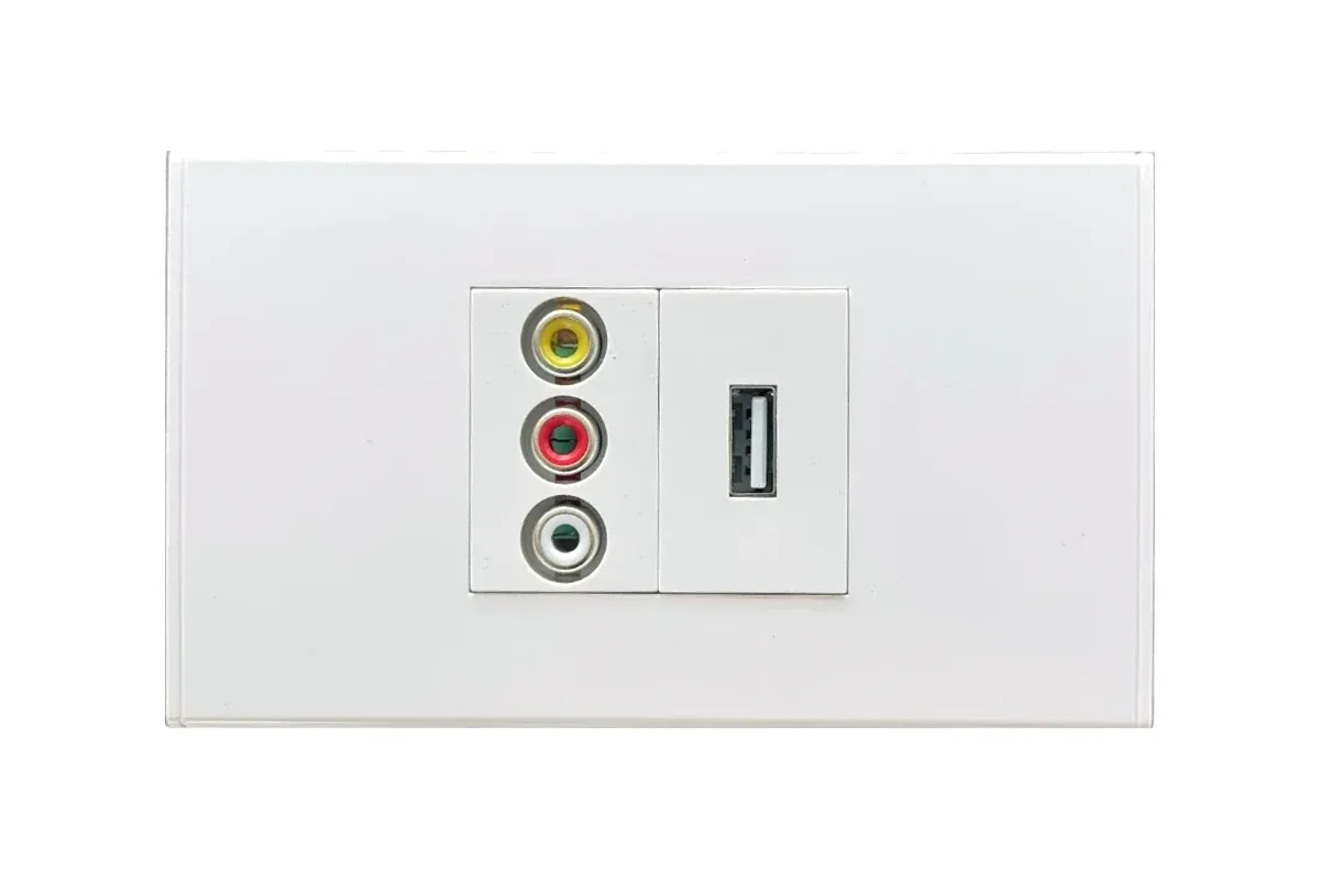 Thai-Conference LT-RVS-USB เต้ารับสัญญาณติดผนัง RCA Video Audio ST+USB