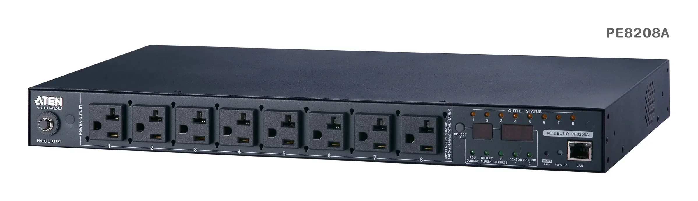 ATEN PE8208G Eco PDU 8 Outlet 1U Rack with Proactive Overload (C13x7, C19x1) Power Distribution Unit ระบบ ปิด-เปิด ไฟฟ้าอัจฉริยะ