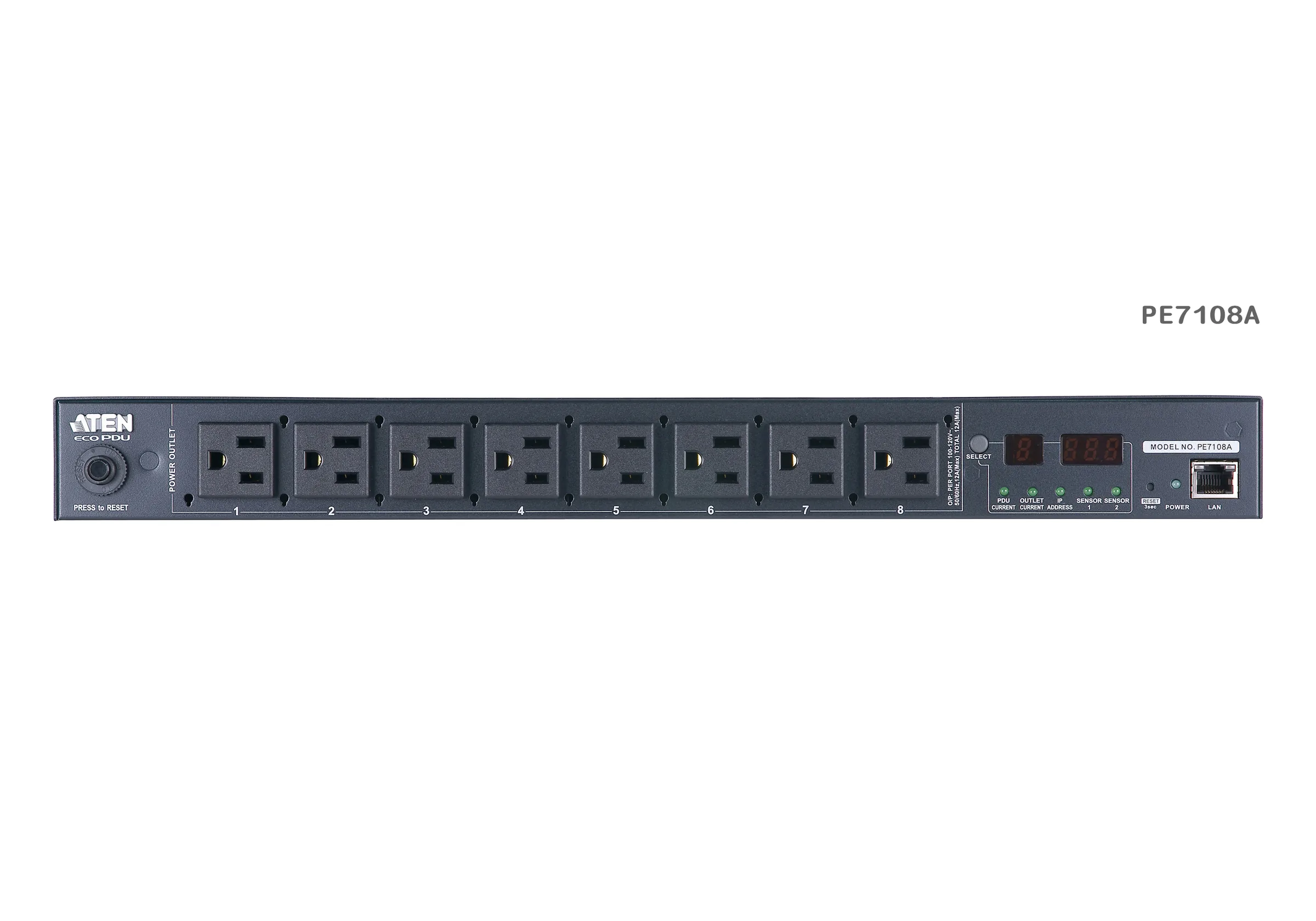 ATEN PE7108G 10A 8-Outlet 1U Outlet-Metered eco PDU Power Distribution Unit ระบบ ปิด-เปิด ไฟฟ้าอัจฉริยะ รูป 2