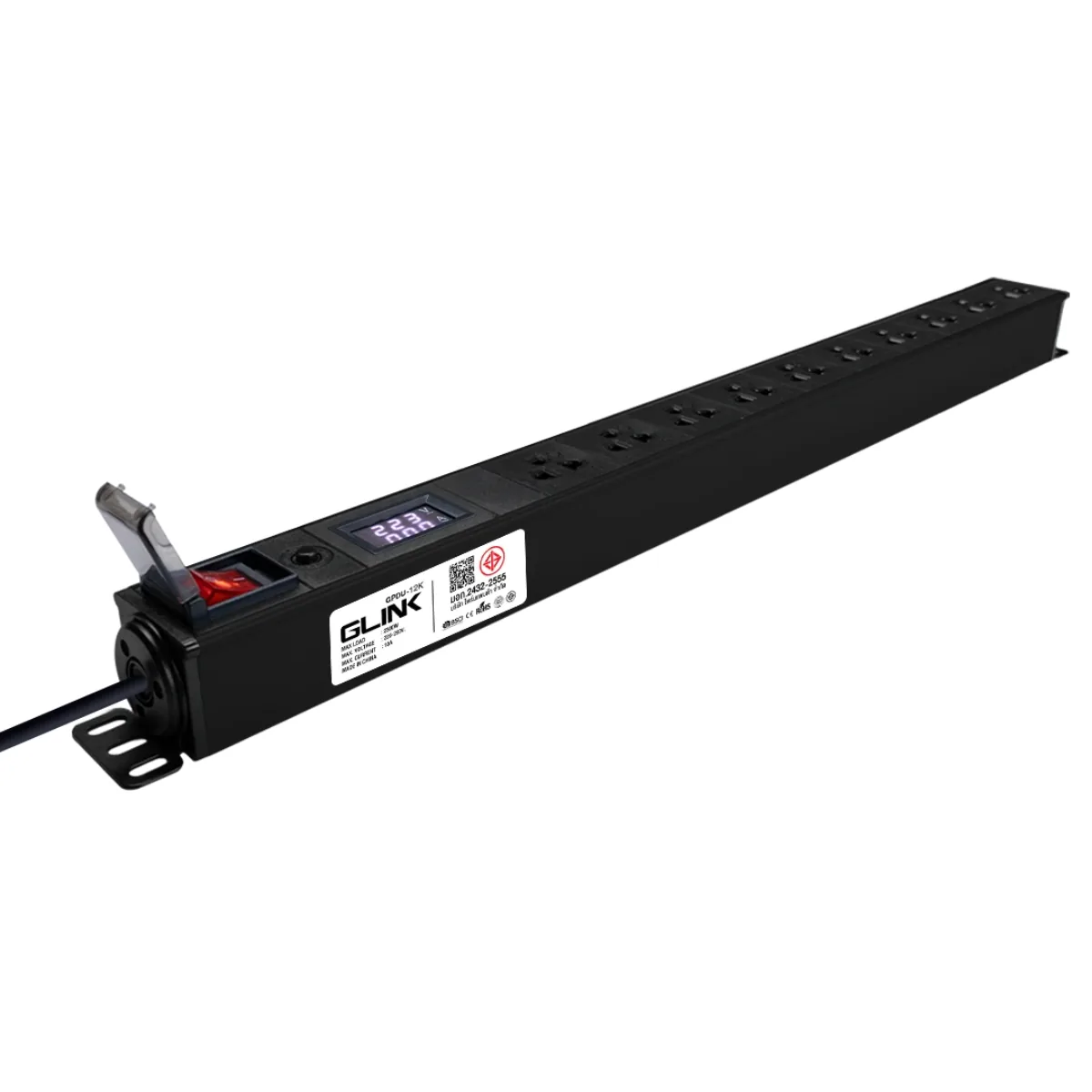 Glink GPDU-12 รางปลั๊กไฟ PDU 10 ช่อง 19 นิ้ว จอดิจิตอล พร้อมกันไฟกระชาก รูป 2