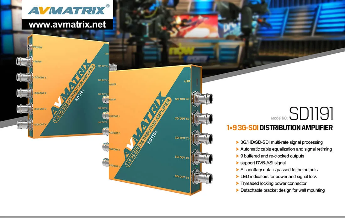 AVMATRIX SD1191, 1 input x 9 output 3G SDI Reclocking Distribution Amplifier, sdi reclocking, sdi distribution, sdi amplifier, รูป 5