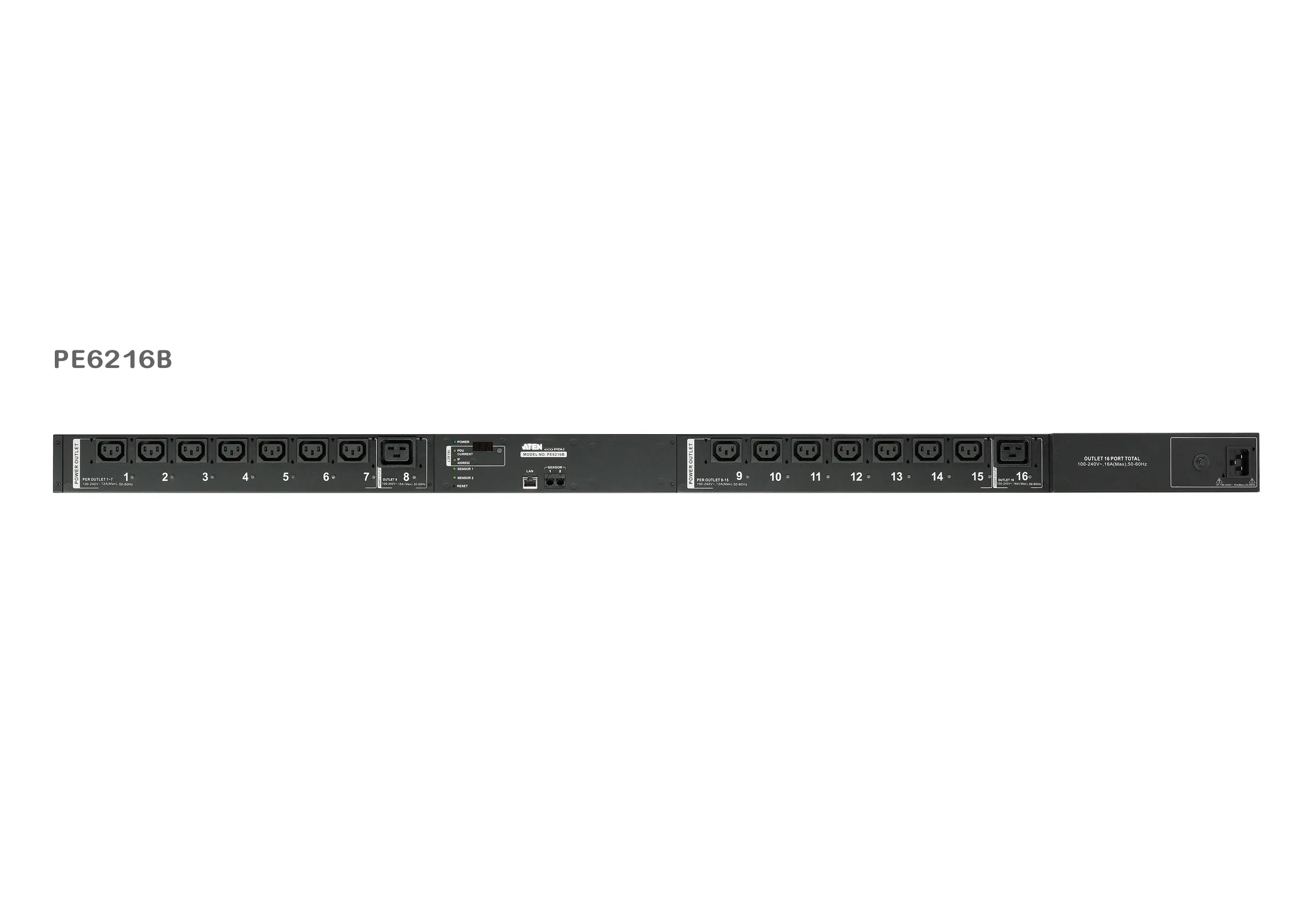 ATEN PE6216G Eco PDU 16 Outlet with Proactive Overload 0U Rack (C13x14, C19x2) Power Distribution Unit ระบบ ปิด-เปิด ไฟฟ้าอัจฉริยะ รูป 2
