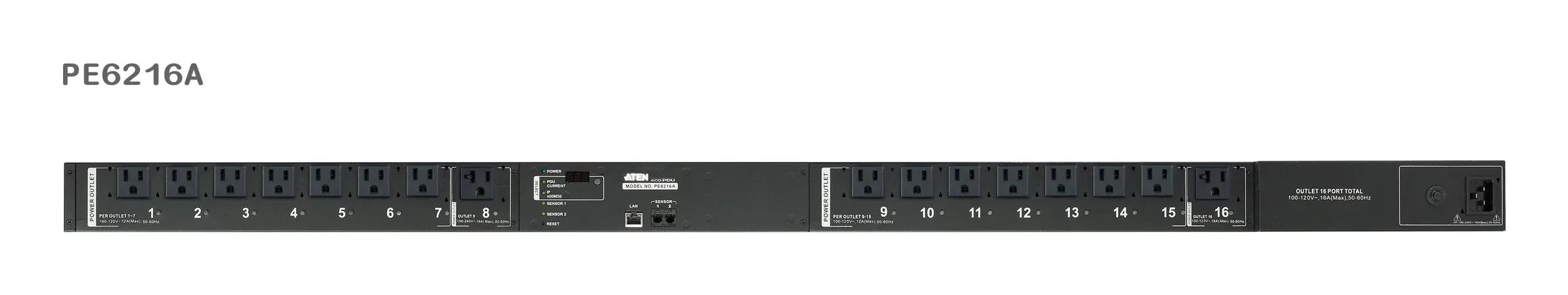 ATEN PE6216G Eco PDU 16 Outlet with Proactive Overload 0U Rack (C13x14, C19x2) Power Distribution Unit ระบบ ปิด-เปิด ไฟฟ้าอัจฉริยะ
