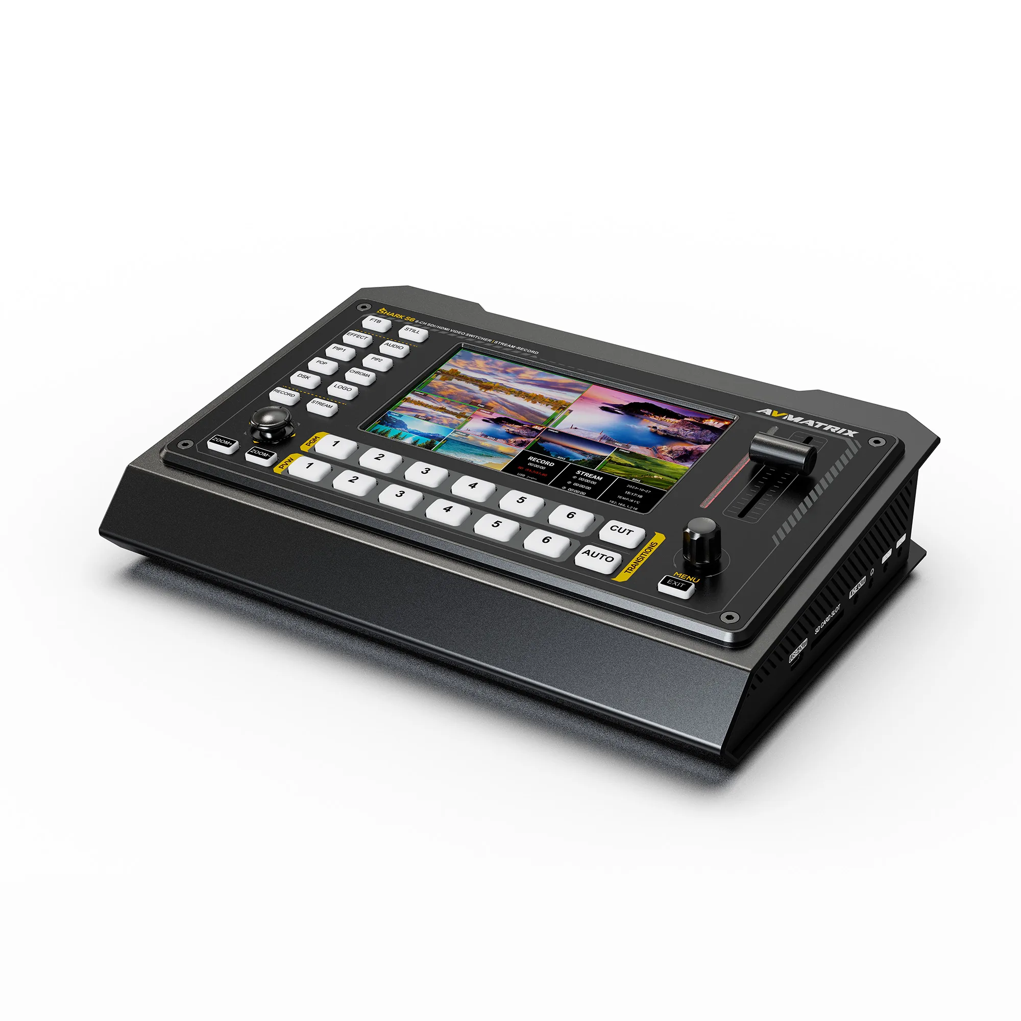 AVMATRIX VS0605E (Shark S6), 6 CH x2 HDMI x4 SDI Video Switcher with Recording and Streaming