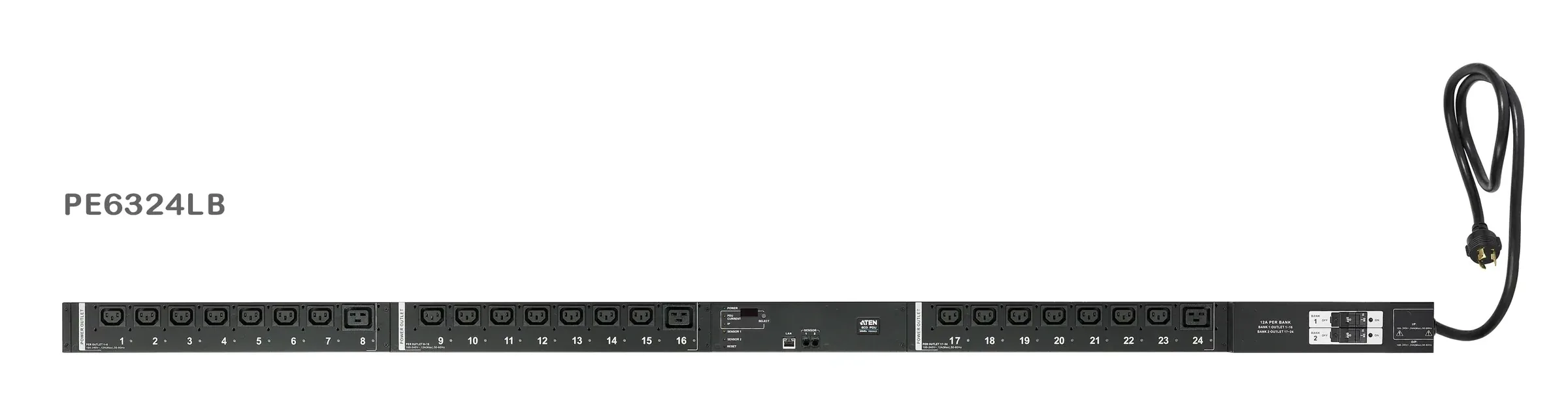 ATEN PE6324LG 32A 24-Outlet Metered & Switched Low Profile eco PDU Power Distribution Unit ระบบ ปิด-เปิด ไฟฟ้าอัจฉริยะ