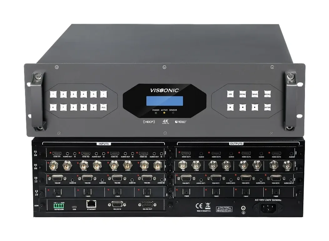 VISSONIC VW-VM1616 Modular seamless switching video wall processor 16x16, 18W.