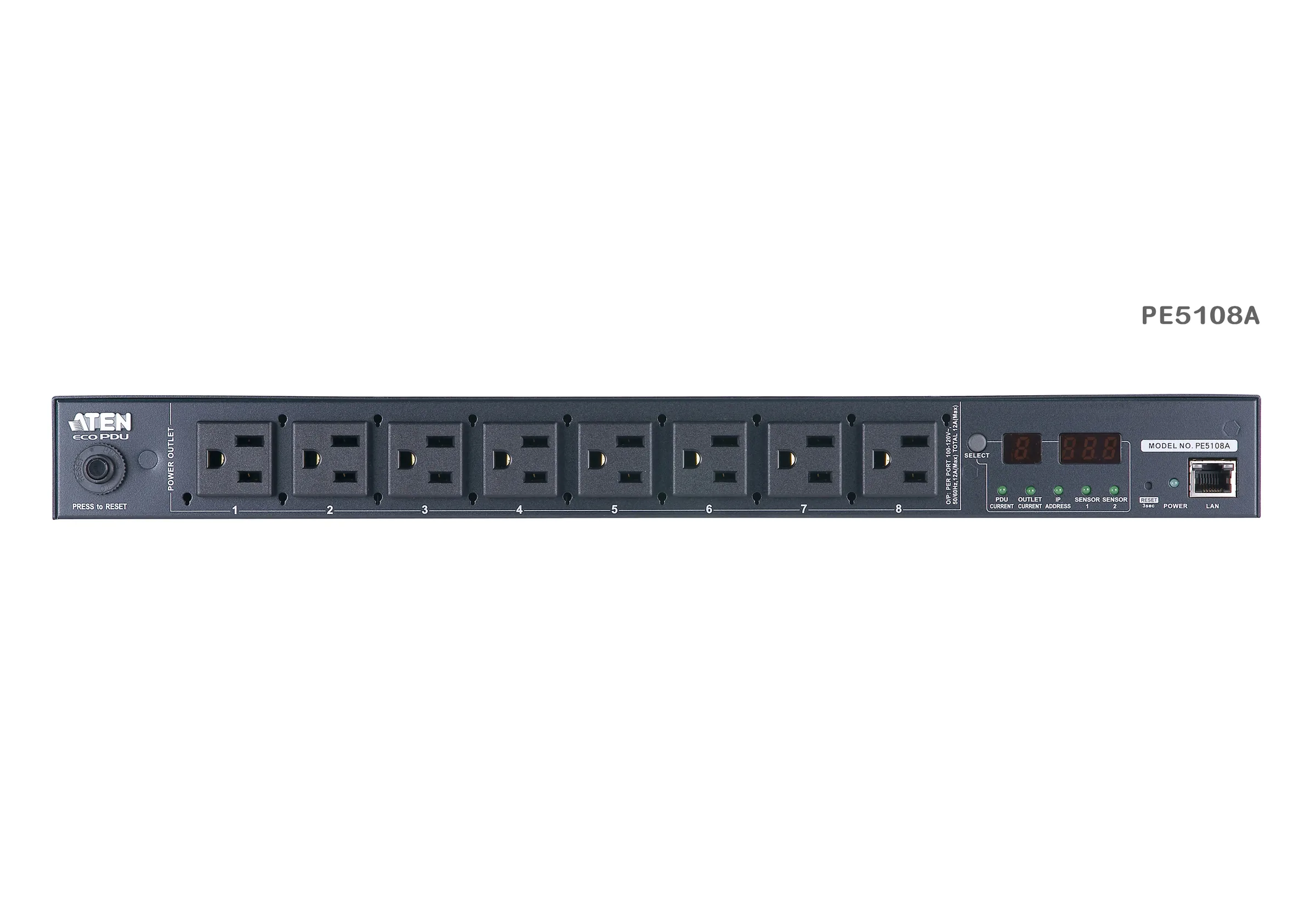 ATEN PE5108G Eco PDU 8 Outlet 15A/10A 1U Metered (C13x8) Power Distribution Unit ระบบ ปิด-เปิด ไฟฟ้าอัจฉริยะ รูป 2