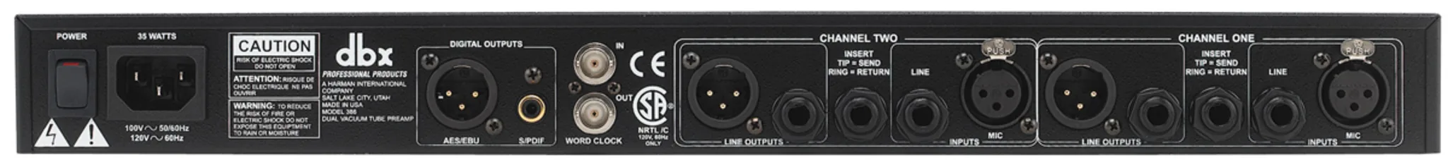 DBX 386 Dual Vacuum Tube Preamp w/Digital Out digital signal processor รูป 2