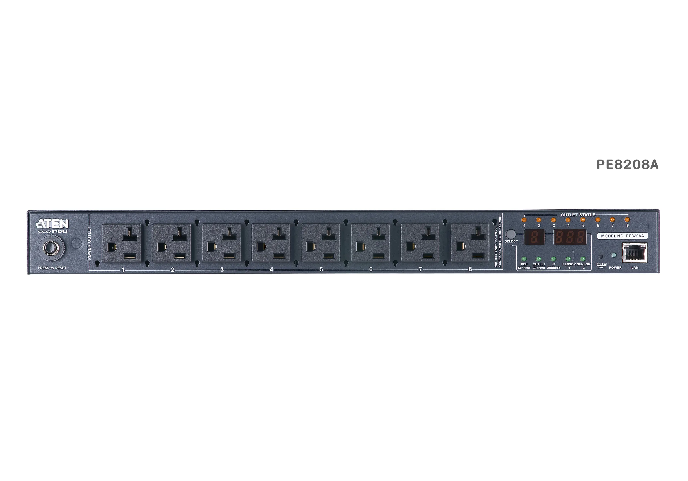 ATEN PE8208G Eco PDU 8 Outlet 1U Rack with Proactive Overload (C13x7, C19x1) Power Distribution Unit ระบบ ปิด-เปิด ไฟฟ้าอัจฉริยะ รูป 2