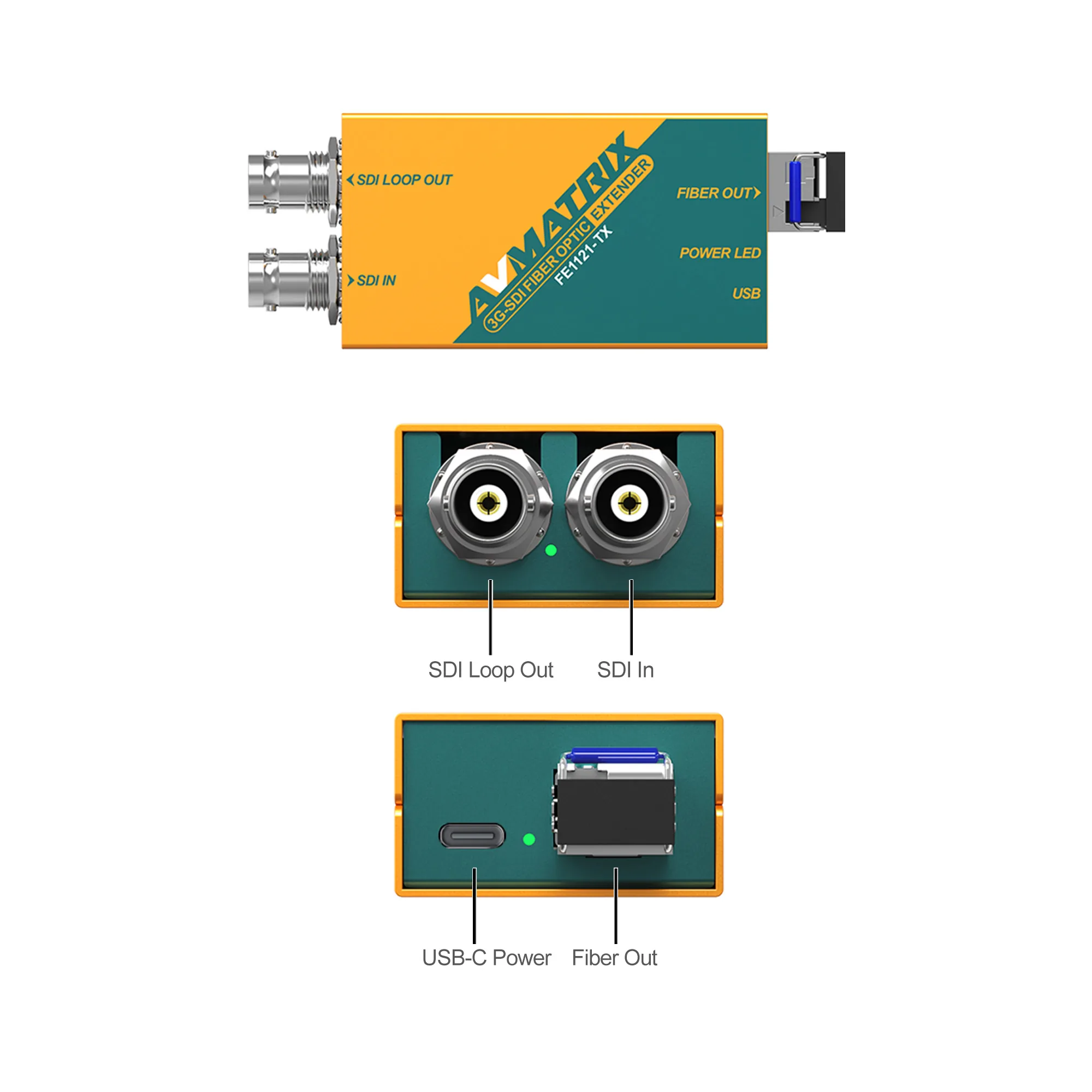 AVMATRIX FE1121, 3G-SDI Fiber Optic Extender (12.4 Miles - 20 Km.) TX+RX รูป 3
