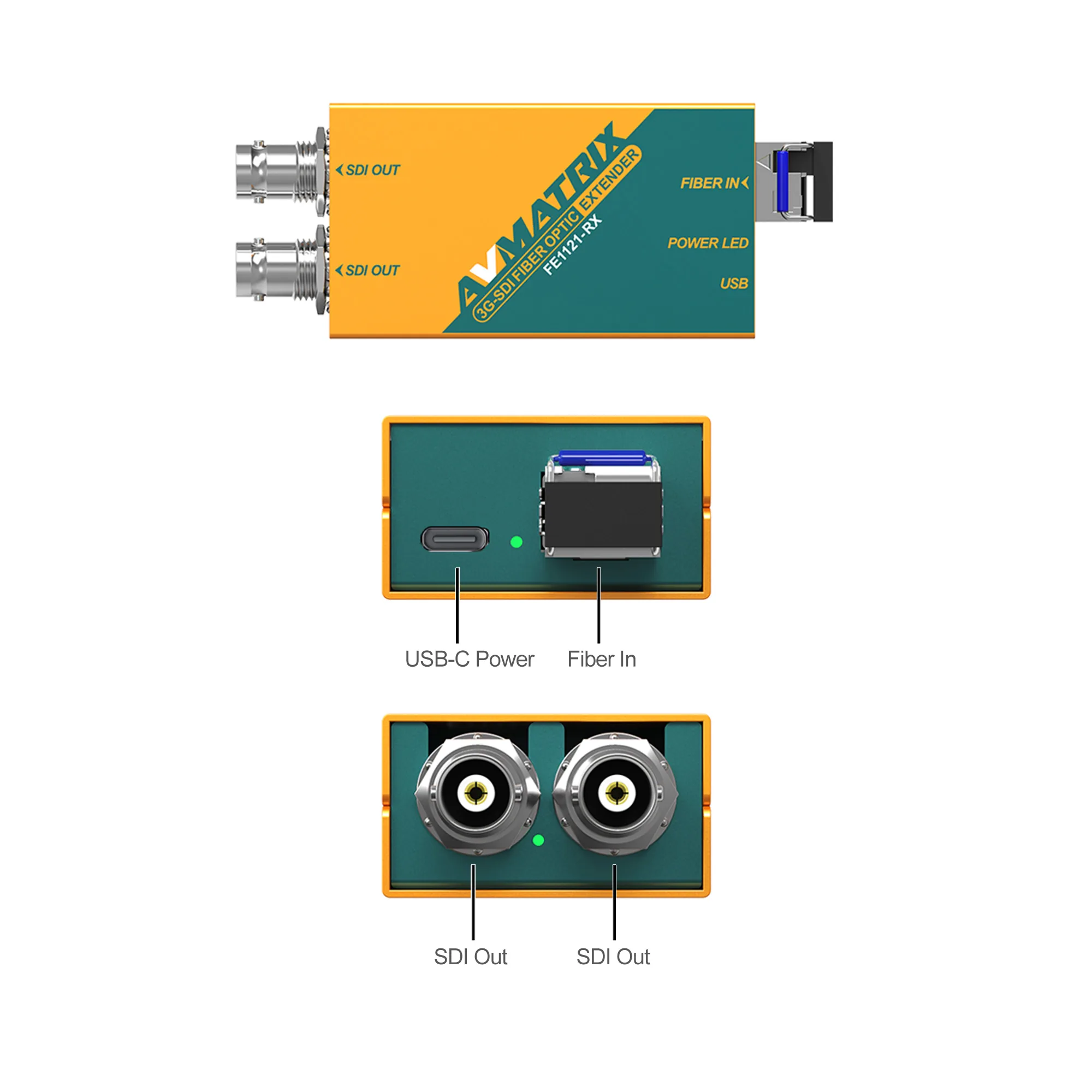 AVMATRIX FE1121, 3G-SDI Fiber Optic Extender (12.4 Miles - 20 Km.) TX+RX