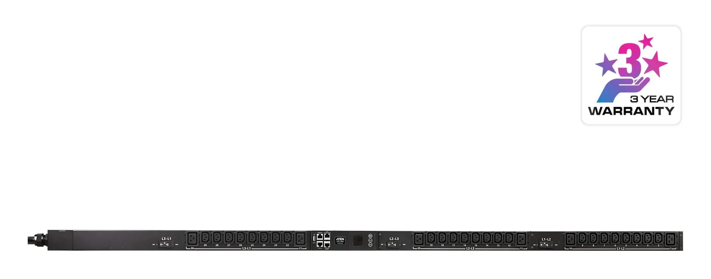 ATEN PG98330G 32A 30-Outlet 3-Phase Outlet-Metered & Switched eco PDU Power Distribution Unit ระบบ ปิด-เปิด ไฟฟ้าอัจฉริยะ