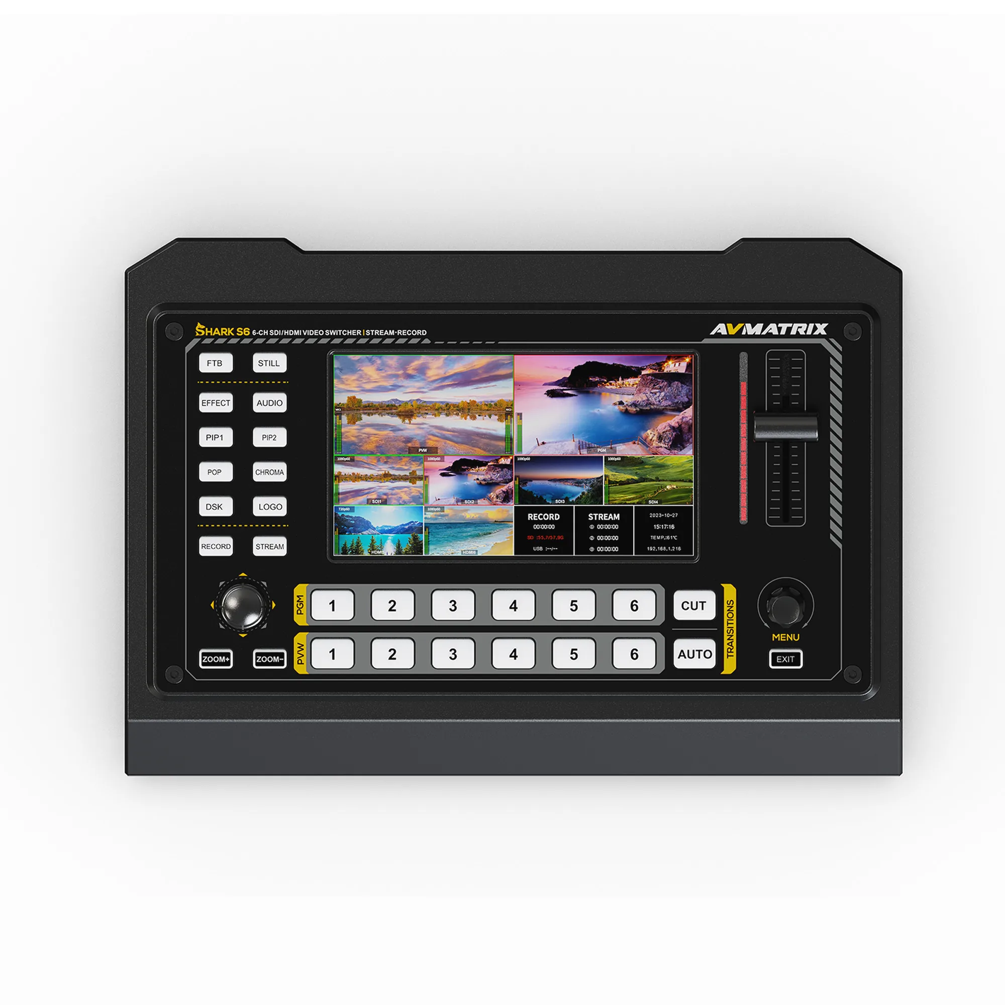 AVMATRIX VS0605E (Shark S6), 6 CH x2 HDMI x4 SDI Video Switcher with Recording and Streaming รูป 2