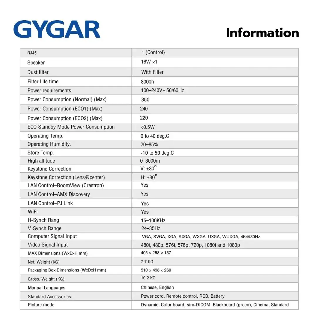 GYGAR PG-CL-60 Laser Projector 6000 Ansi , XGA รูป 5