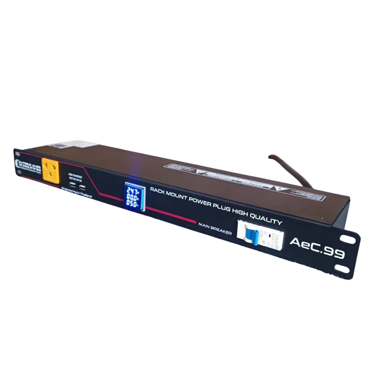 Comson AC-99 PRO รางปลั๊กไฟ 9 ช่อง 19 นิ้ว จอ LED วัดโวลต์/แอมป์ + USB 2 ช่อง รูป 2