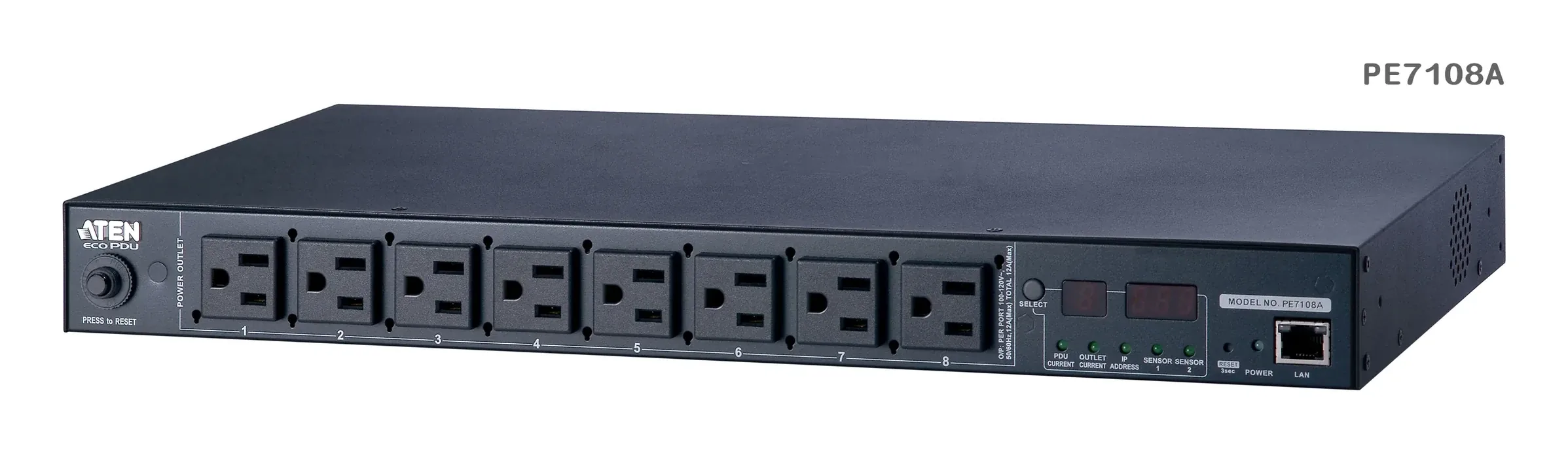 ATEN PE7108G 10A 8-Outlet 1U Outlet-Metered eco PDU Power Distribution Unit ระบบ ปิด-เปิด ไฟฟ้าอัจฉริยะ